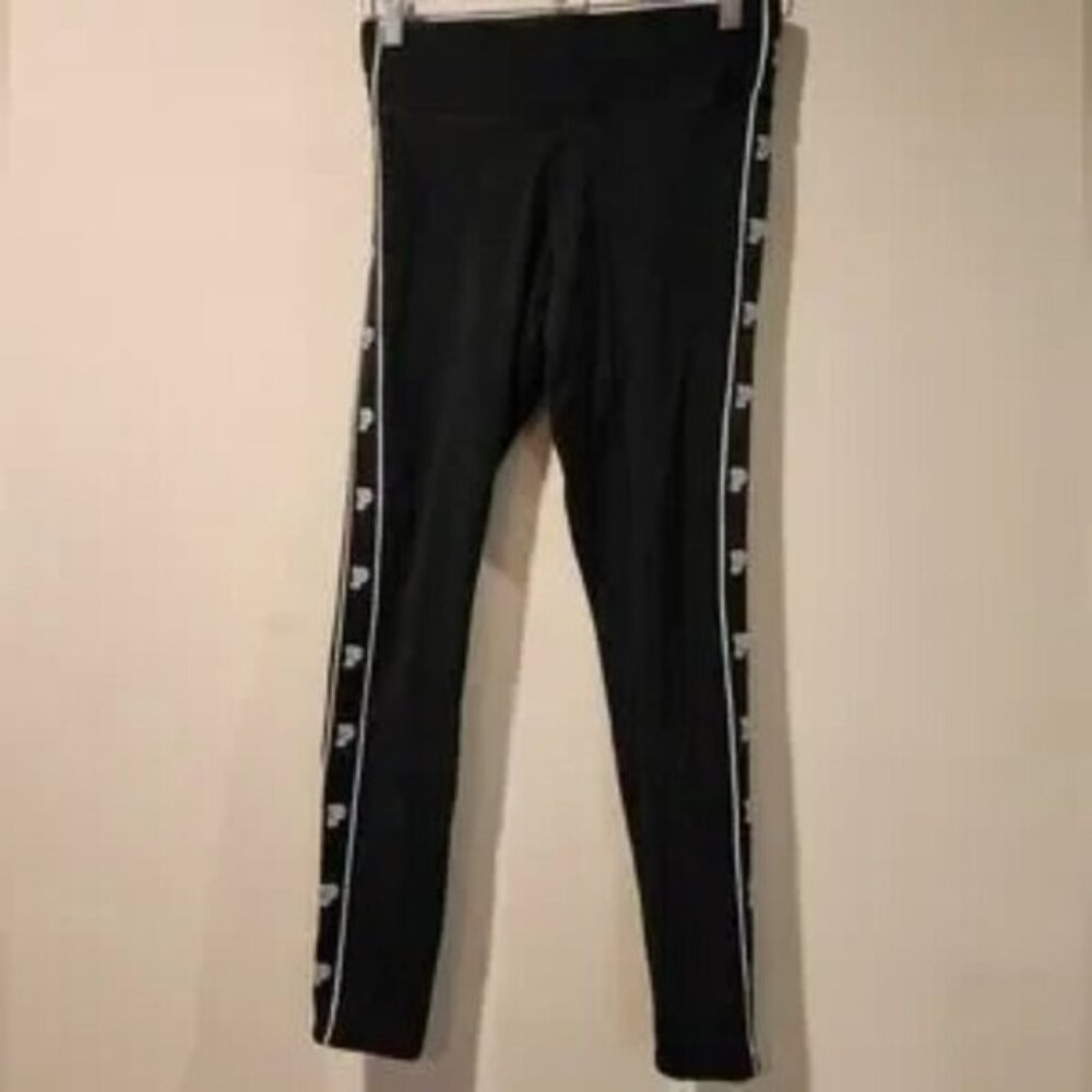 PINK VICTORIA'S SECRET black yoga leggings with collegiate logo
